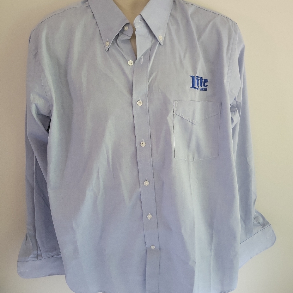 LITE BEER Embroidered PATCH Delivery Man Uniform WORK SHIRT 34/35 17 NECK